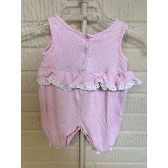 Vintage O Baby Romper Jumpsuit Eyelet Ruffle Baby Girl‎ Cotton Pink 3-6 Months - Picture 6 of 6